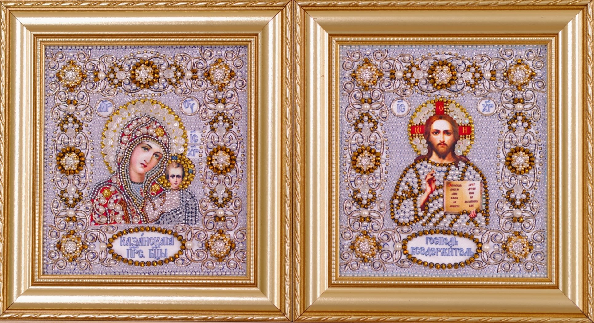 Kazan Mother of God & Christ the Savior (Hand Embroidered) - Holy Cross Monastery