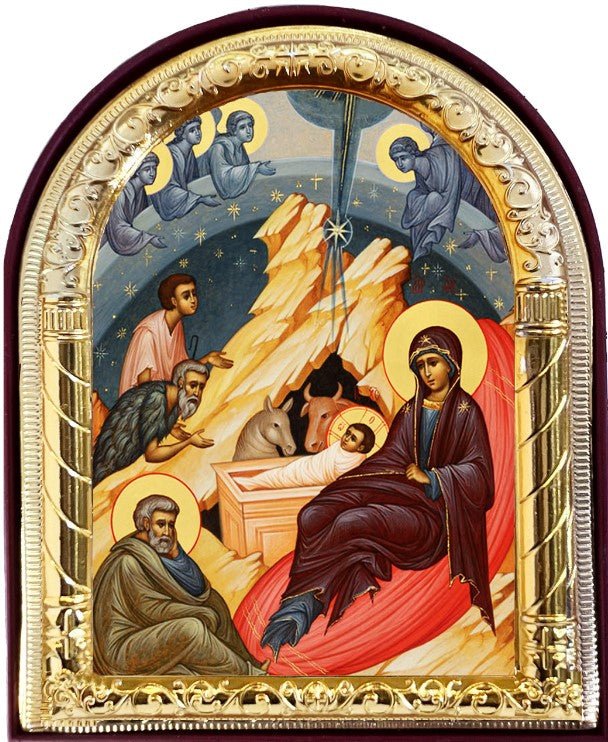 Nativity Icon (Byzantine with stand) - Holy Cross Monastery