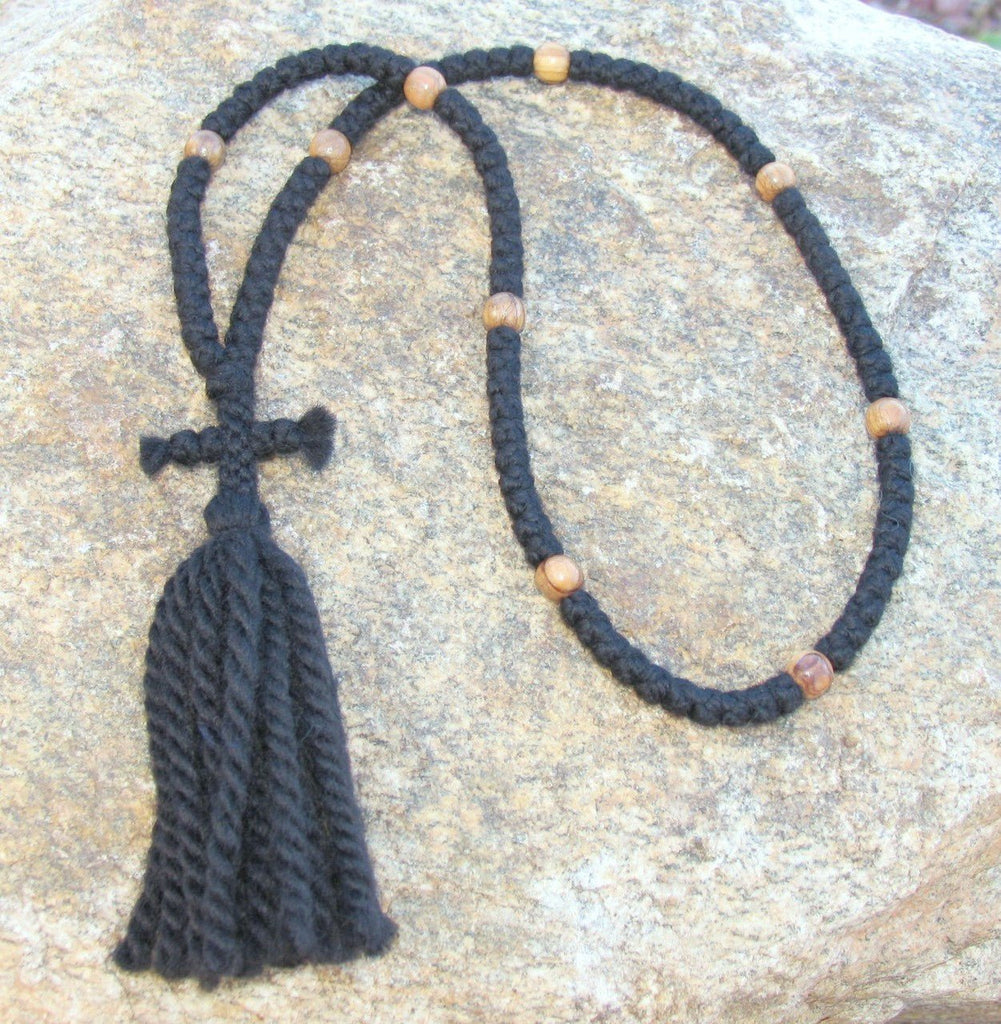 Black Eastern Orthodox Prayer Rope Chotki 100 Count Barrel Knots. 550  Paracord. -  Denmark